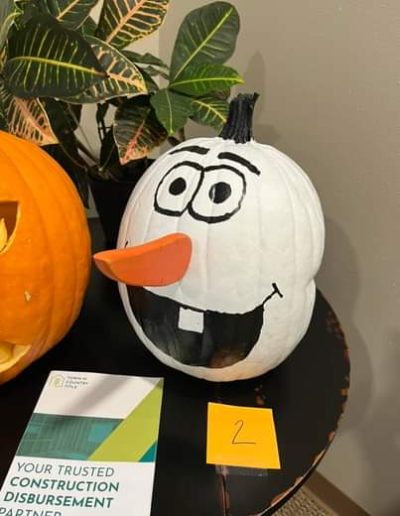 A Picture of an Olaf Pumpkin